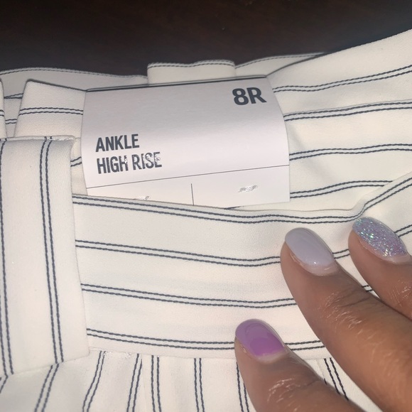 HIGH WAISTED PINSTRIPE PAPERBAG ANKLE PANT - Picture 5 of 7